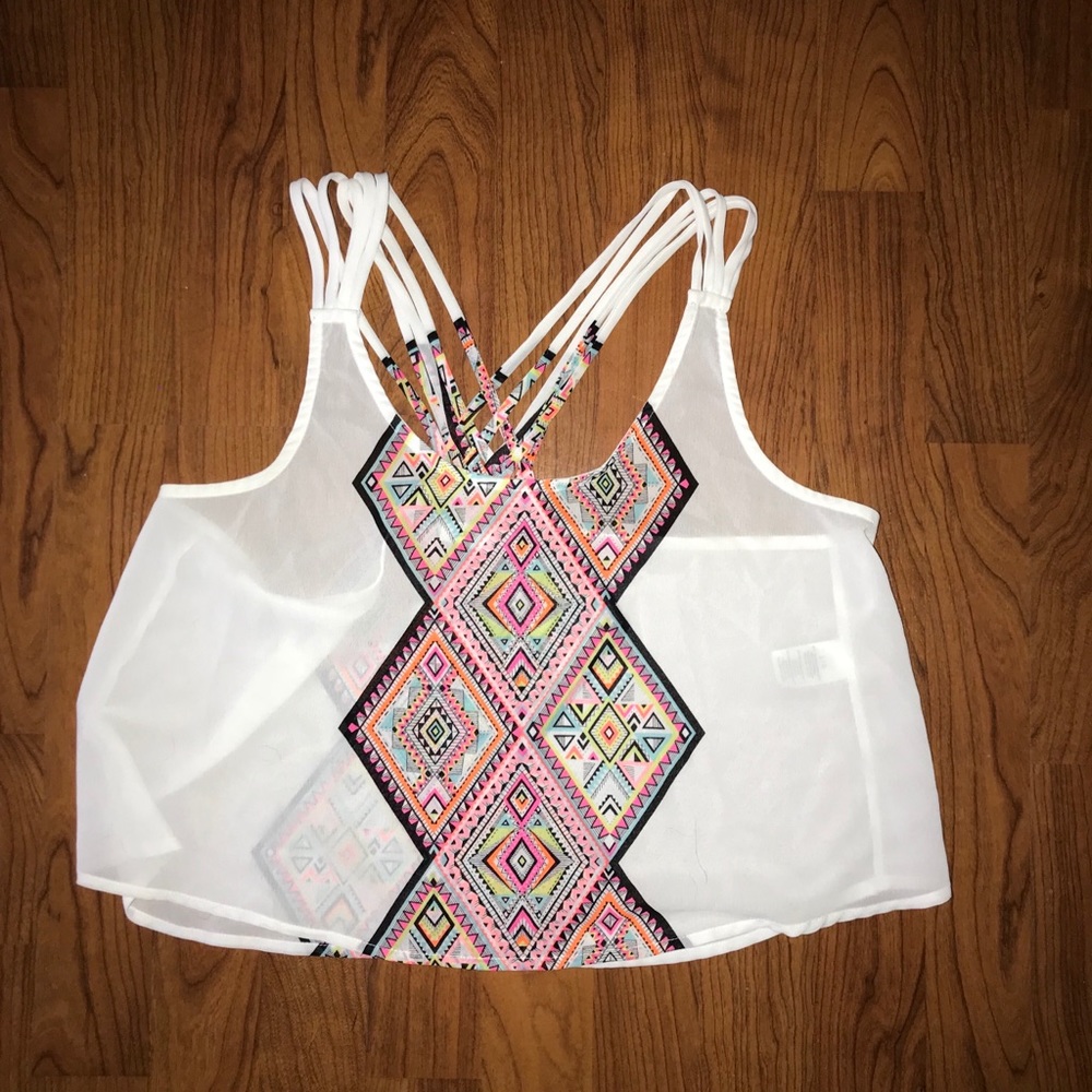 Lightweight white tank with intertwined straps